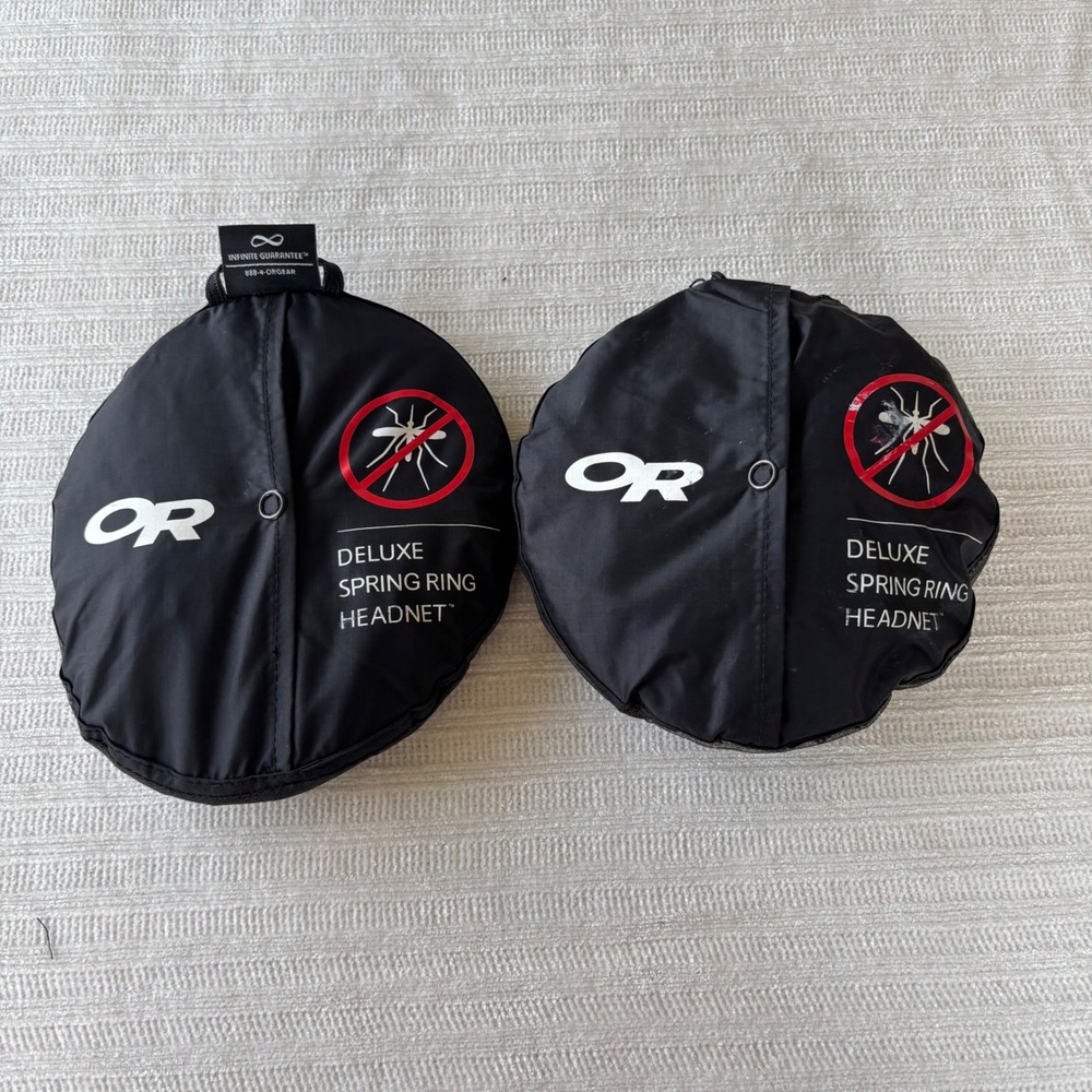 Outdoor Research Deluxe Spring Ring Headnet Black Bug Mesh Net 2 Pack 80105